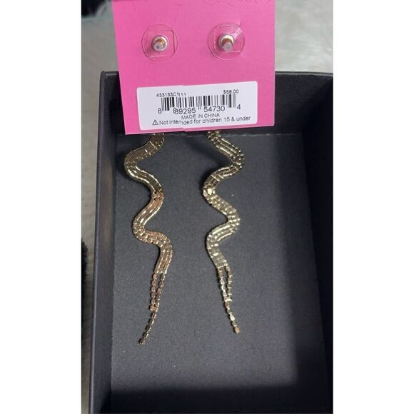 BetseyJohnson Rhinestone Slithering Snake Drop Earrings - Picture 3 of 3
